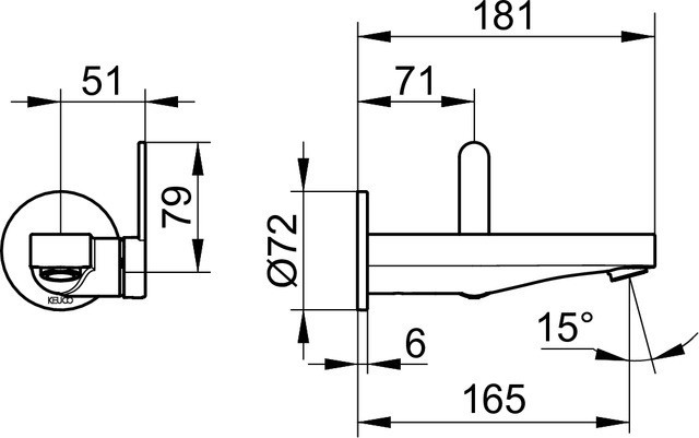 Keuco смеситель однорычажный для раковины вылет 181 мм, dn 15, ixmo, хром арт. 59516 010301
