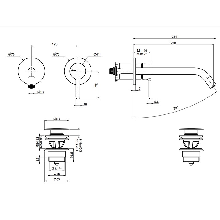 Fima Carlo Frattini cмеситель для раковины, встраиваемый, snap, хром арт. f3121wlx8cr