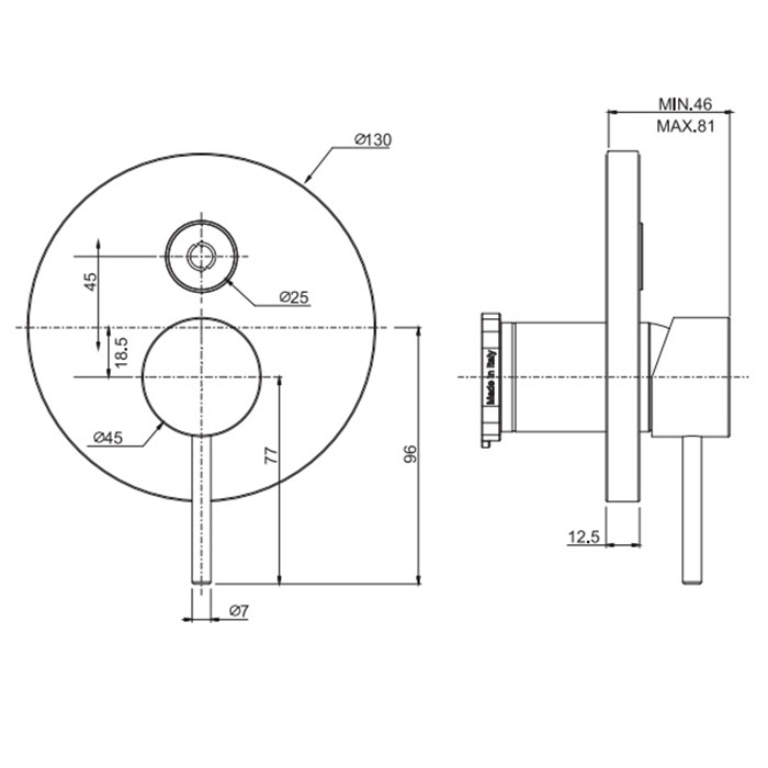 Fima Carlo Frattini смеситель для душа, встраиваемый, с переключателем на 2 источника, spillo up, хром арт. f3039e2cr