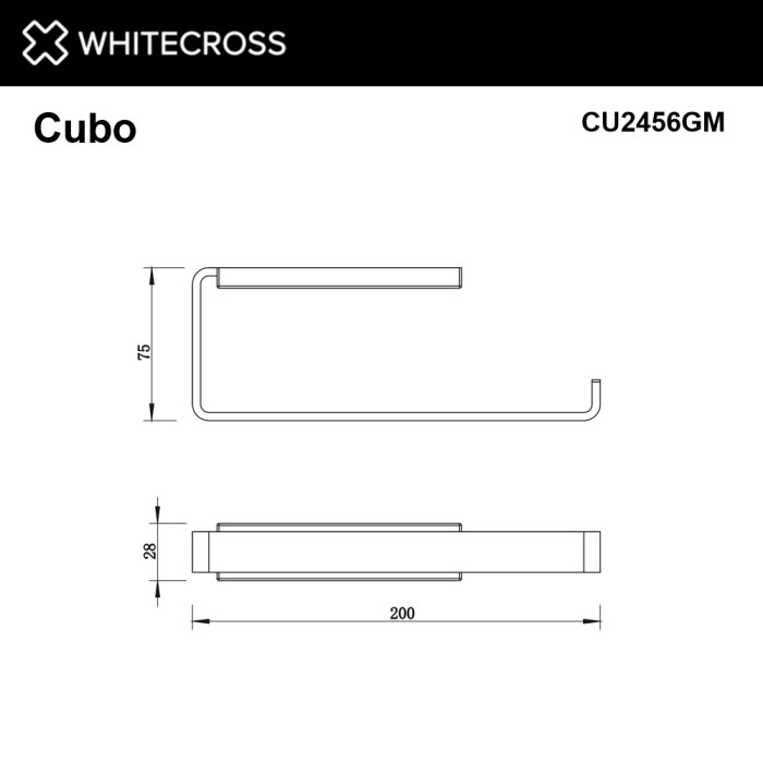 Полотенцедержатель, Whitecross Cubo gunmetal, оружейная сталь арт. CU2456GM