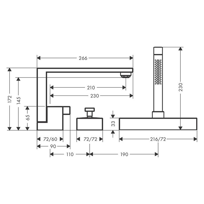 AXOR смеситель на край ванны, Edge, золото арт. 46431990
