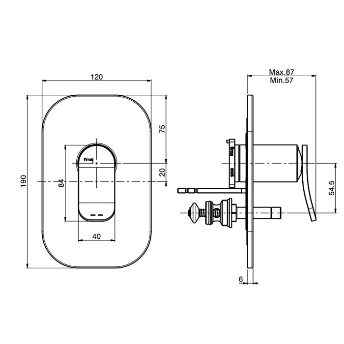Fima Carlo Frattini смеситель для душа, встраиваемый, с переключателем на 2 выхода, flo, черный арт. f3809x2ns