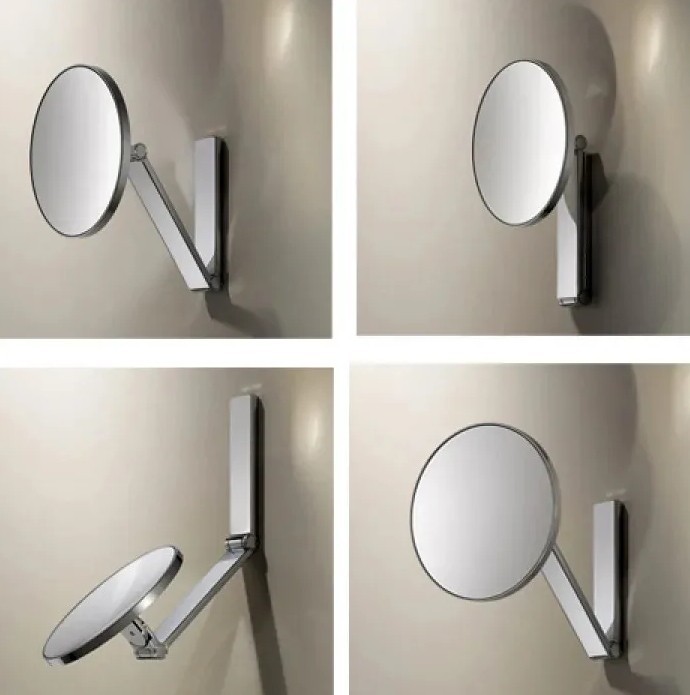 Keuco зеркало косметическое круглое с подсветкой с увеличением x 5 ilook_move со встроенным рычажным выключателем, ilook move, шлифованный чёрный хром арт. 17612 139004