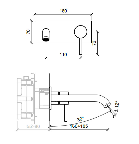 Смеситель для раковины, излив 18,5 см, Almar Square, графит арт. E210076.GM