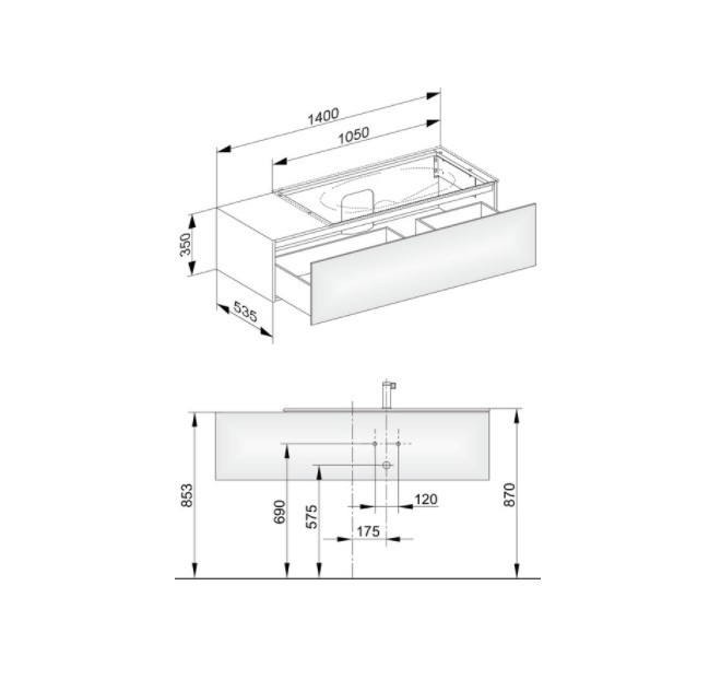 Keuco тумба подвесная под раковину справа с одним выдвижным фронтом, edition 11, трюфель арт. 31164 140000