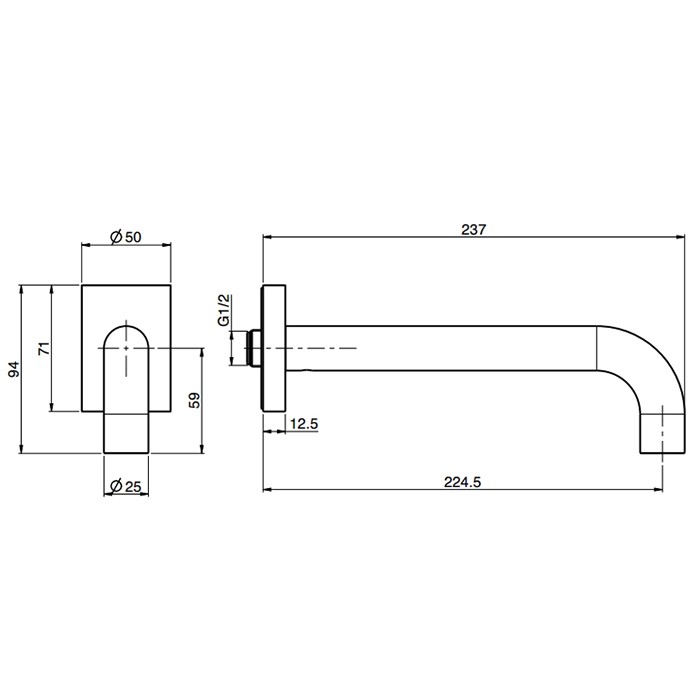 Fima Carlo Frattini излив для ванны, настенный switch on, чёрный арт. f5976ns