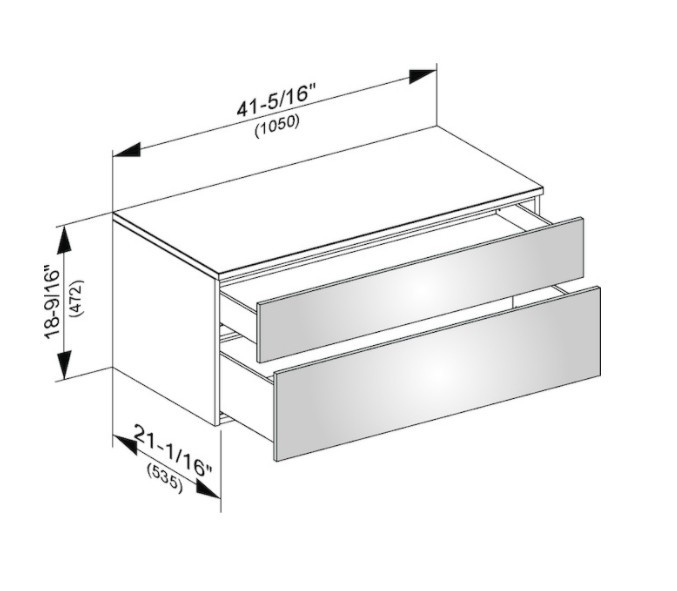 Keuco тумба боковая подвесная с двумя выдвижными фронтальными ящиками антарцит, edition 400, антрацит арт. 31753 390000