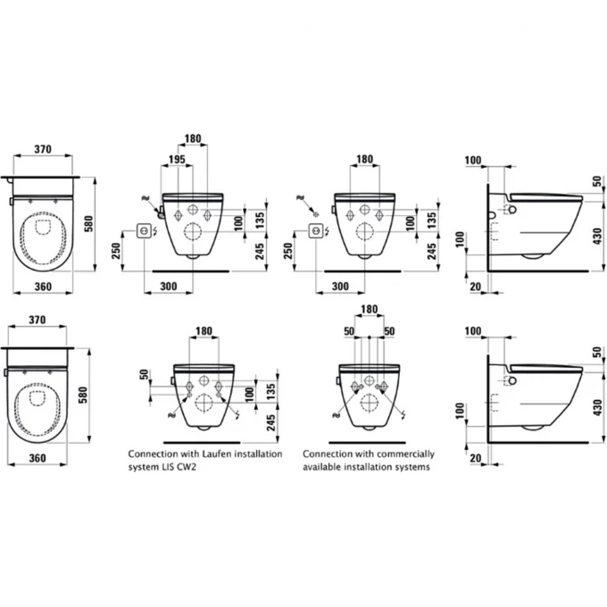 LAUFEN унитаз comfort напольный с горизонтальным смывом, выпуск vario, VIENNA COMFORT VARIO - 2145.9.000.000.1