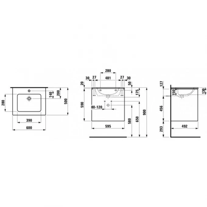 LAUFEN тумба с раковиной 60x50, PRO S - 8.6496.0.261.104.1