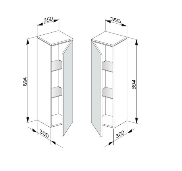 Keuco средний шкаф подвесной петли слева, edition 400, антрацит арт. 31720 390001