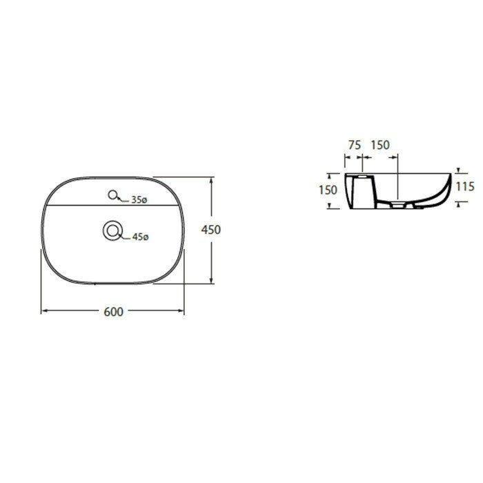 Azzurra Раковина 45x60 Elegance, ELLA060450ZMBI/(ZIP60M bi)*1 цвет: белый