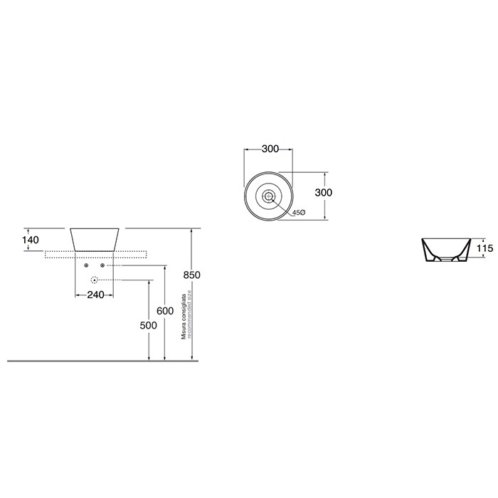 Azzurra раковина чаша 30х30х14см, без отв., Azzurra, FMLA030140C0BI*0 цвет: белый