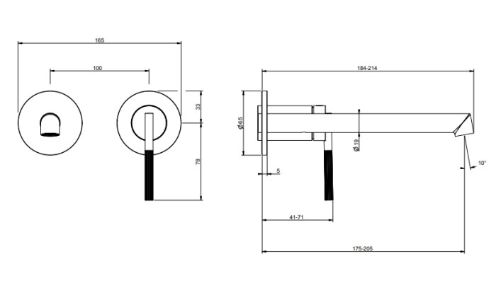 Gessi Смеситель для раковины, встраиваемый, однорычажный, излив: 18.5-20.5см., внешняя часть, Ingranaggio, 63583#707 цвет: black metal brushed pvd