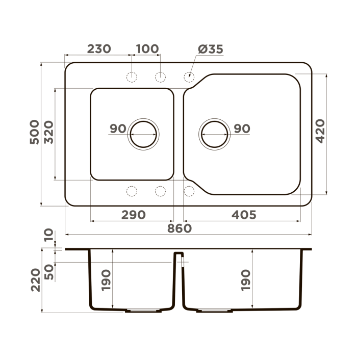 Omoikiri кухонная мойка Maru 86-2, ваниль арт. 4993285