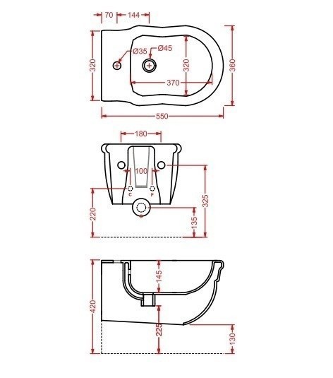 ArtCeram биде (подвесное), heb003 03 00 hermitage цвет: черный глянцевый