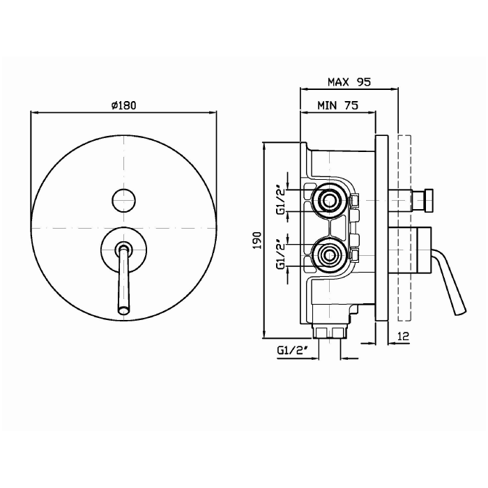 Zucchetti смеситель встроенный однорычажный с дивертером, isystick, хром арт. zp1096 r97800