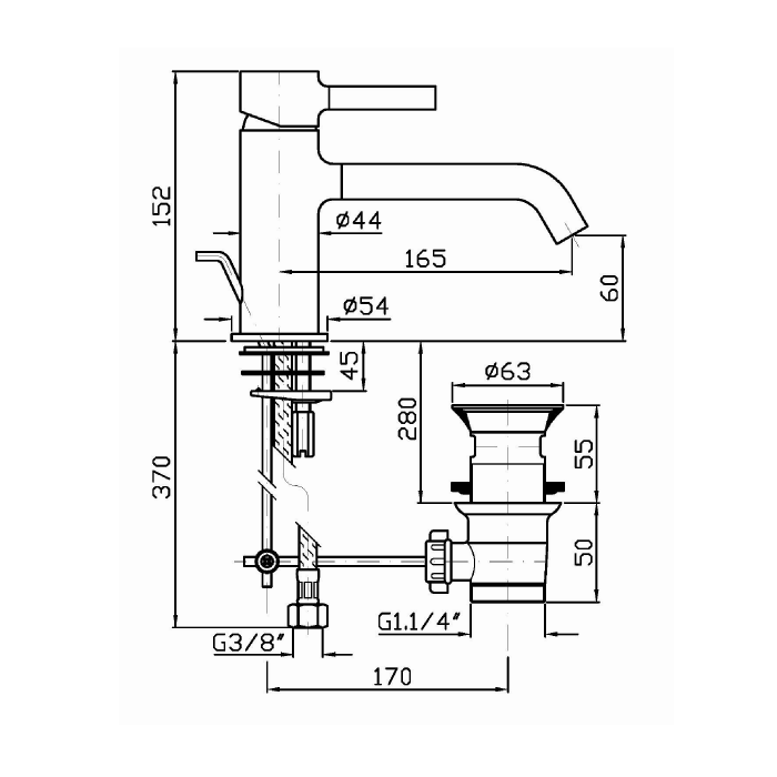 Zucchetti однорычажный смеситель для раковины, pan, хром арт. zp6247