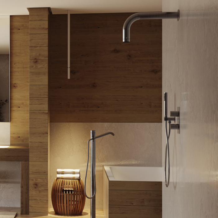 Bossini настенный верхний душ с интегрированной лейкой 400 мм, из стали inox, nobu, нержавеющая сталь арт. inh034.075