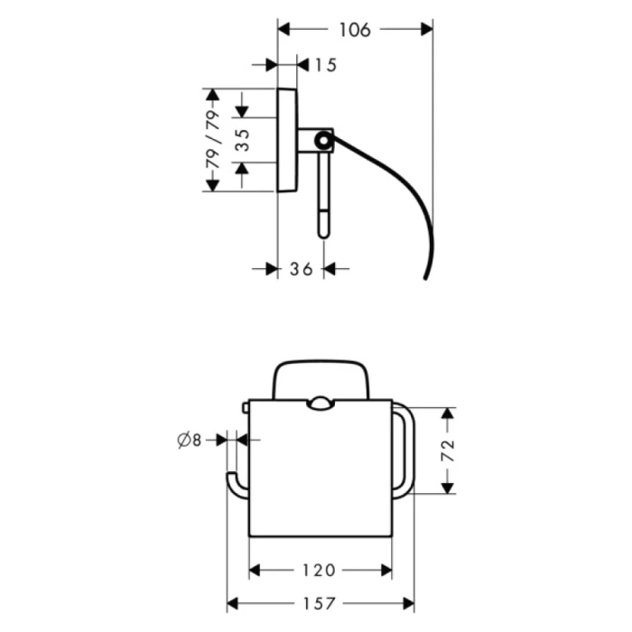 Hansgrohe держатель туалетной бумаги, PuraVida, хром арт. 41508000