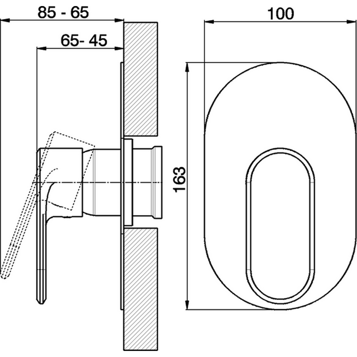 Cisal встраиваемый однорычажный смеситель для душа lv00300021 lineaviva, цвет: хром