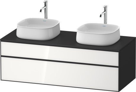 Duravit тумба подвесная под две раковины 550 мм х 1300 мм х 442 мм, zencha, ze4823b64800000 цвет: белое стекло/графит суперматовый