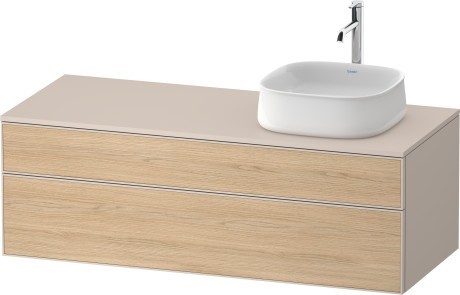 Duravit тумба подвесная с вырезом под раковину справа 550 мм х 1300 мм х 442 мм, zencha, ze4822r30830000 цвет: натуральный дуб/серо-коричневый суперматовый