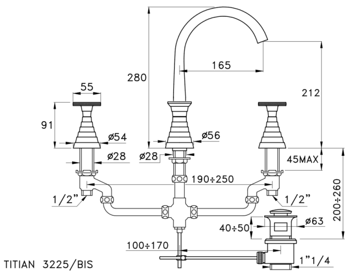 Stella смеситель для раковины, titian, хром арт. tt00025cr00