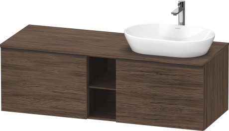 Duravit тумба подвесная под раковину справа 1400 мм х 550 мм и открытой полкой, d-neo, de4950r2121 цвет: орех темный