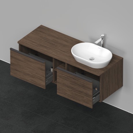 Duravit тумба подвесная под раковину справа 1400 мм х 550 мм и открытой полкой, d-neo, de4950r2121 цвет: орех темный
