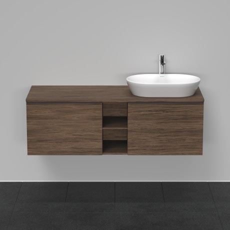 Duravit тумба подвесная под раковину справа 1400 мм х 550 мм и открытой полкой, d-neo, de4950r2121 цвет: орех темный