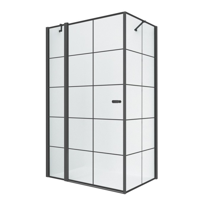 Душевое ограждение l 90x90x195, New trendy New soleo black, черный арт. K-0579