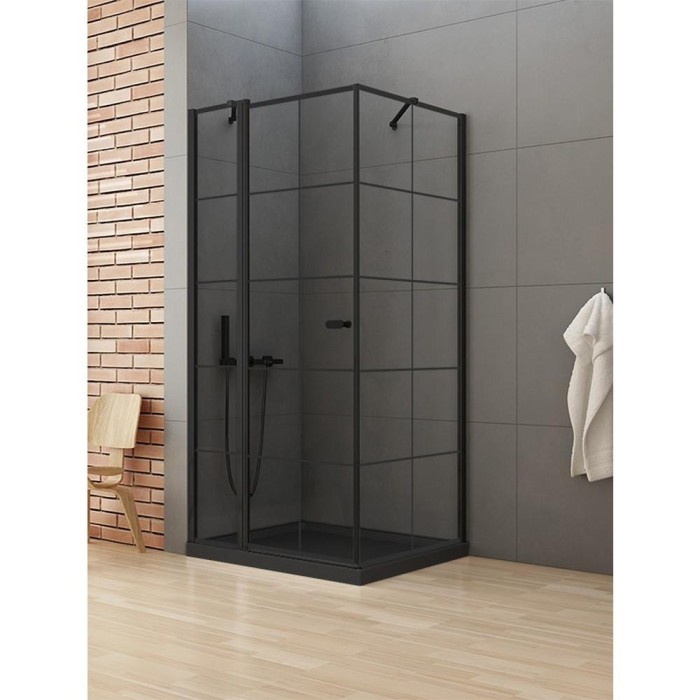 Душевое ограждение l 90x90x195, New trendy New soleo black, черный арт. K-0579