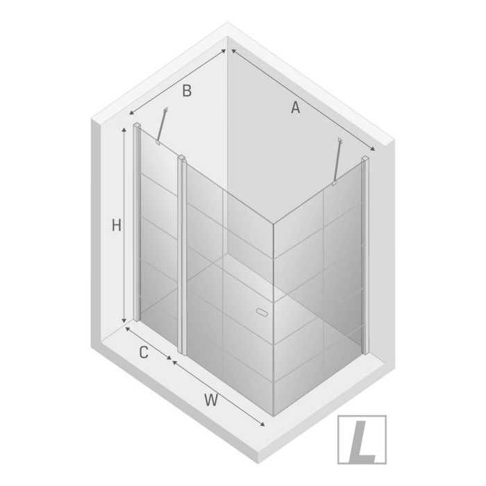 Душевое ограждение l 90x90x195, New trendy New soleo black, черный арт. K-0579