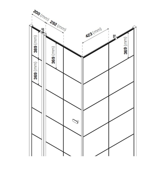 Душевое ограждение l 90x90x195, New trendy New soleo black, черный арт. K-0579