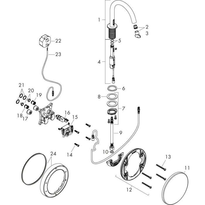 AXOR электронный смеситель для раковины с предустановкой температуры, Uno, никель арт. 38010820