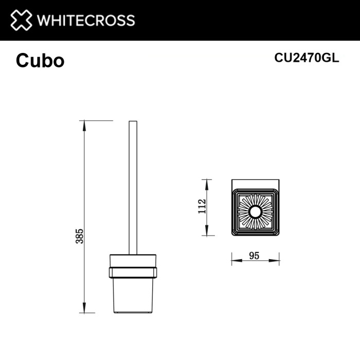 Ершик для унитаза, подвесной, Whitecross Cubo gold, золото арт. CU2470GL