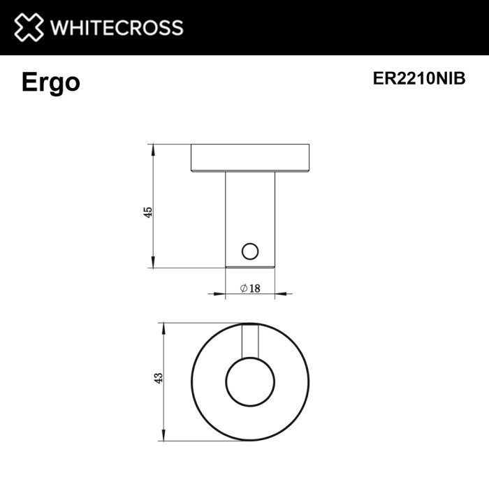 Крючок, для полотенец, Whitecross Ergo nickel brushed, брашированный никель арт. ER2210NIB