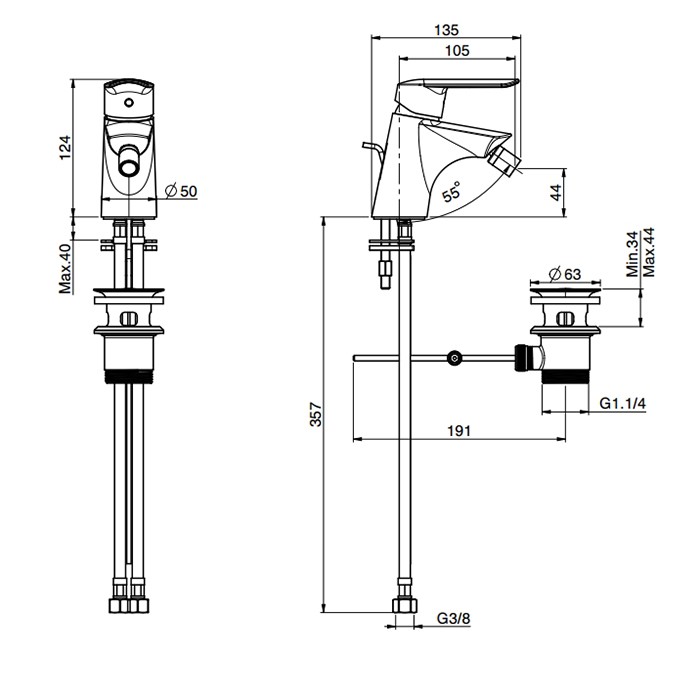 Fima Carlo Frattini смеситель для биде, на 1 отв., с донным клапаном, spot, хром арт. f3002cr.2.ws