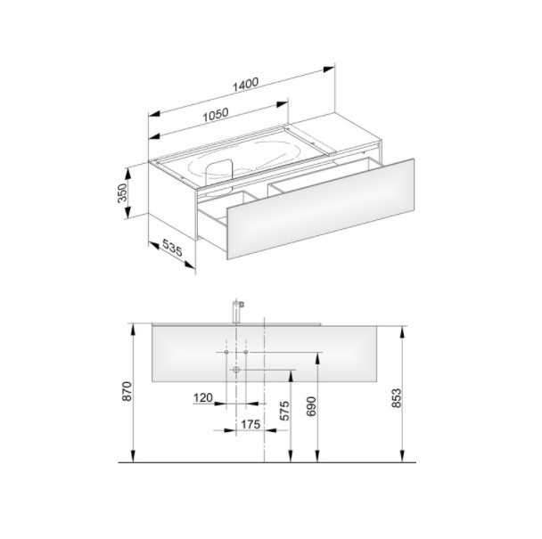 Keuco тумба подвесная под раковину слева с одним выдвижным фронтом, edition 11, трюфель арт. 31163 140000