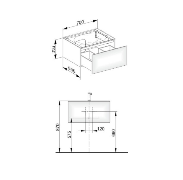 Keuco тумба подвесная под раковину с одним выдвижным фронтом, с внутренней светодиодной подсветкой, edition 11, белый арт. 31341 210100