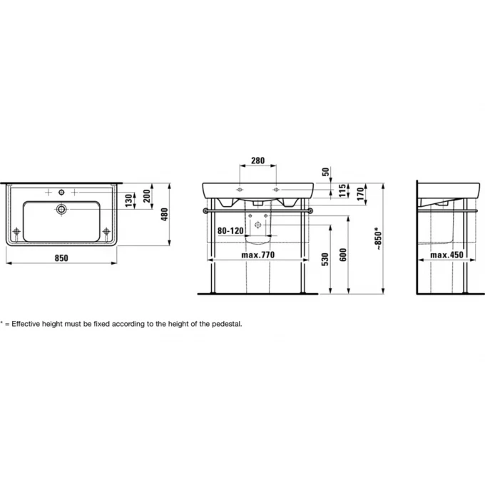 LAUFEN раковина подвесная 85x48, PRO A - 8.1395.6.000.104.1