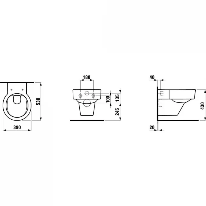LAUFEN унитаз подвесной без сиденья, VAL RIMLESS - 8.2028.1.000.000.1