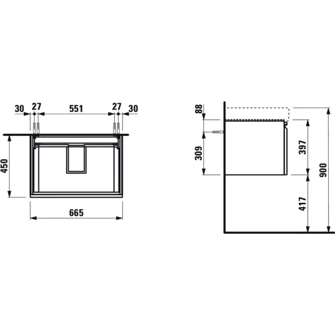 LAUFEN тумба с раковиной, PRO S - 4.8345.2.096.479.1+1096.7
