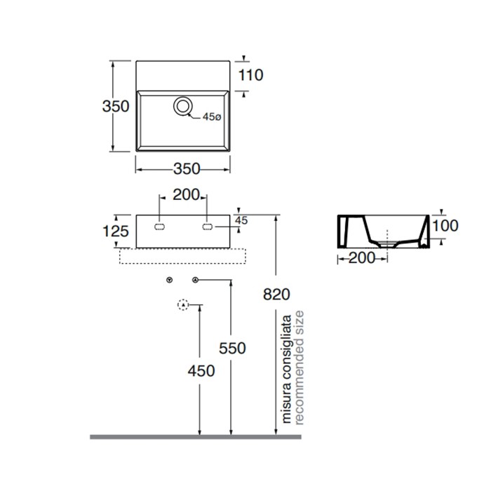 Azzurra раковина 35х35х12.5см., накладная, 1 отв., Azzurra, ELLP035350Q0*0 цвет: белый