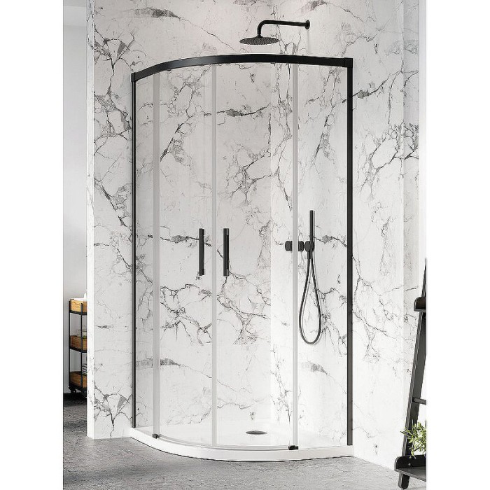 Radaway душевая стенка black pdd 100lх100r боковая профиль черный стекло прозрачное, Idea - 387142-54-01