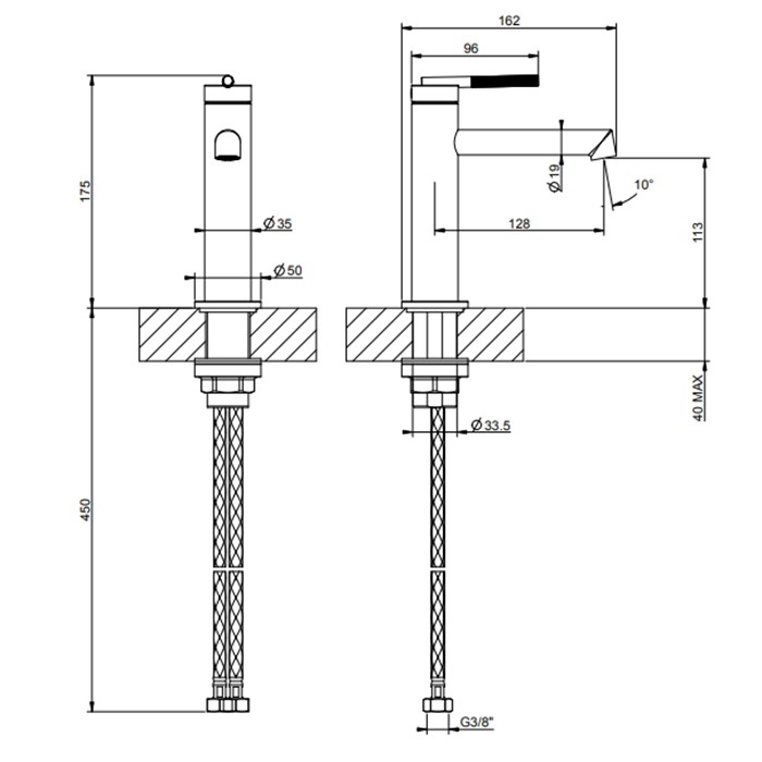 Gessi Смеситель для раковины, с соединительными шлангами, Ingranaggio, 63502#707 цвет: black metal brushed pvd