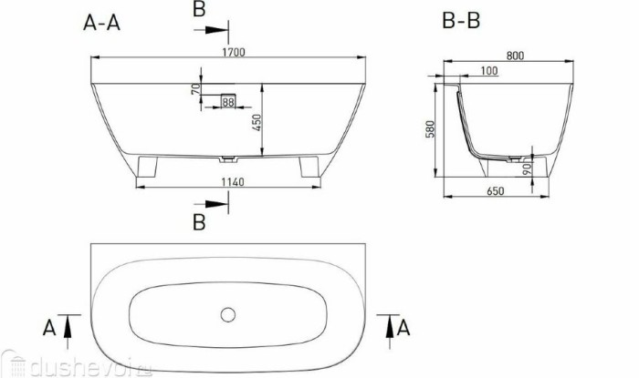 Salini ванна пристенная 170x80, sofia, 102512grf цвет: глянцевый белый
