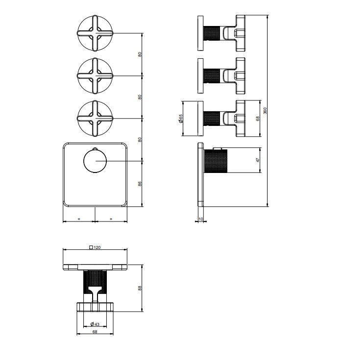 Gessi Смеситель для душа, встраиваемый, термостатический, Inciso, 58346#031 цвет: хром