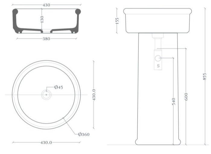 Раковина накладная d43 см, белый, Art Ceram Brera арт. BRL001 01 00