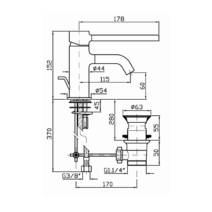 Zucchetti однорычажный смеситель для раковины, на 1 отв, pan, хром арт. zp6211.h